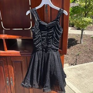Weissman Black Textured Mini Dress